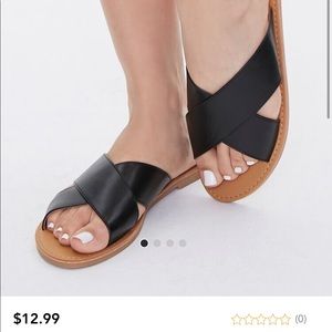 Faux Leather Crisscross Sandals 7.5